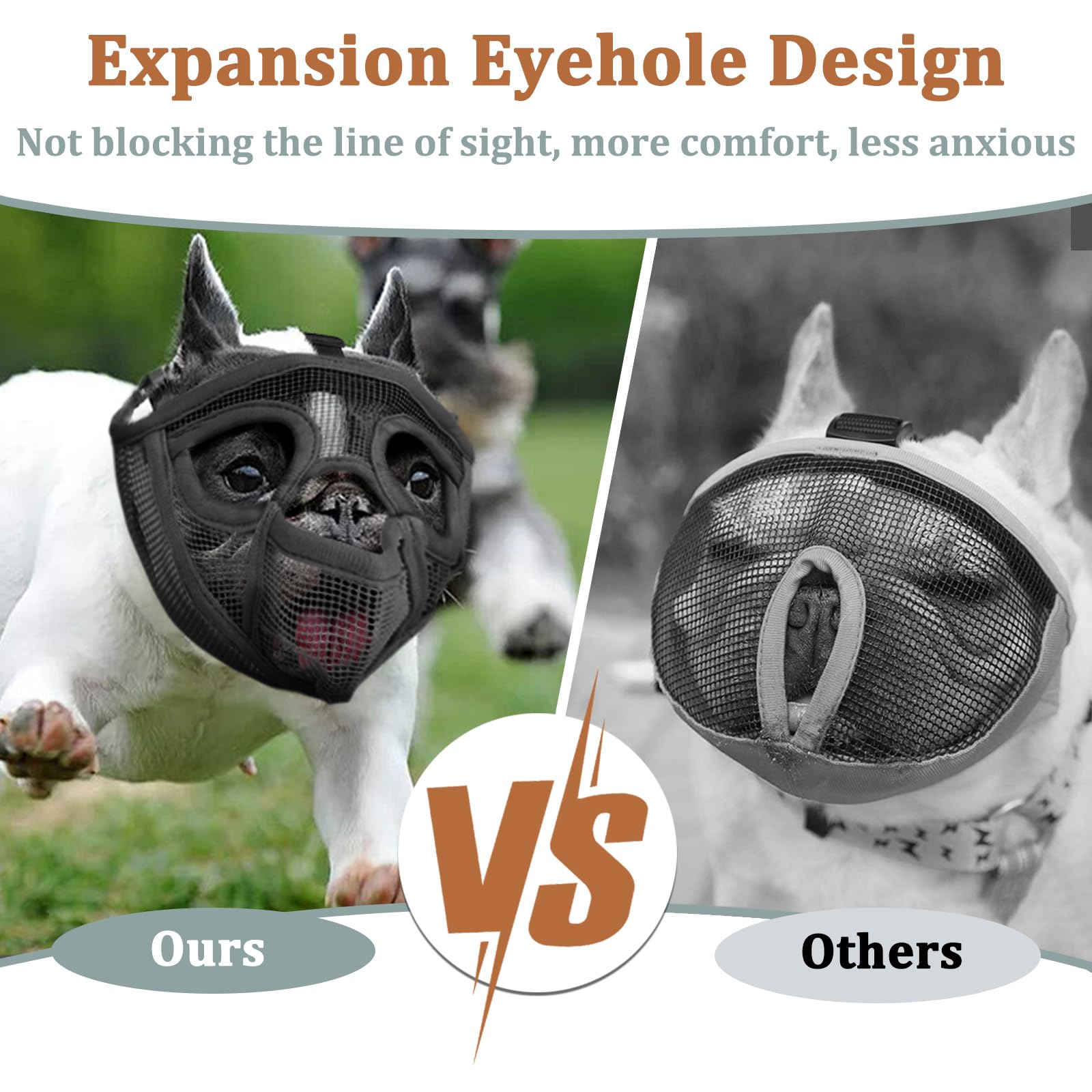 Mayerzon humane muzzle allows drinking and treats during grooming or vet visits.