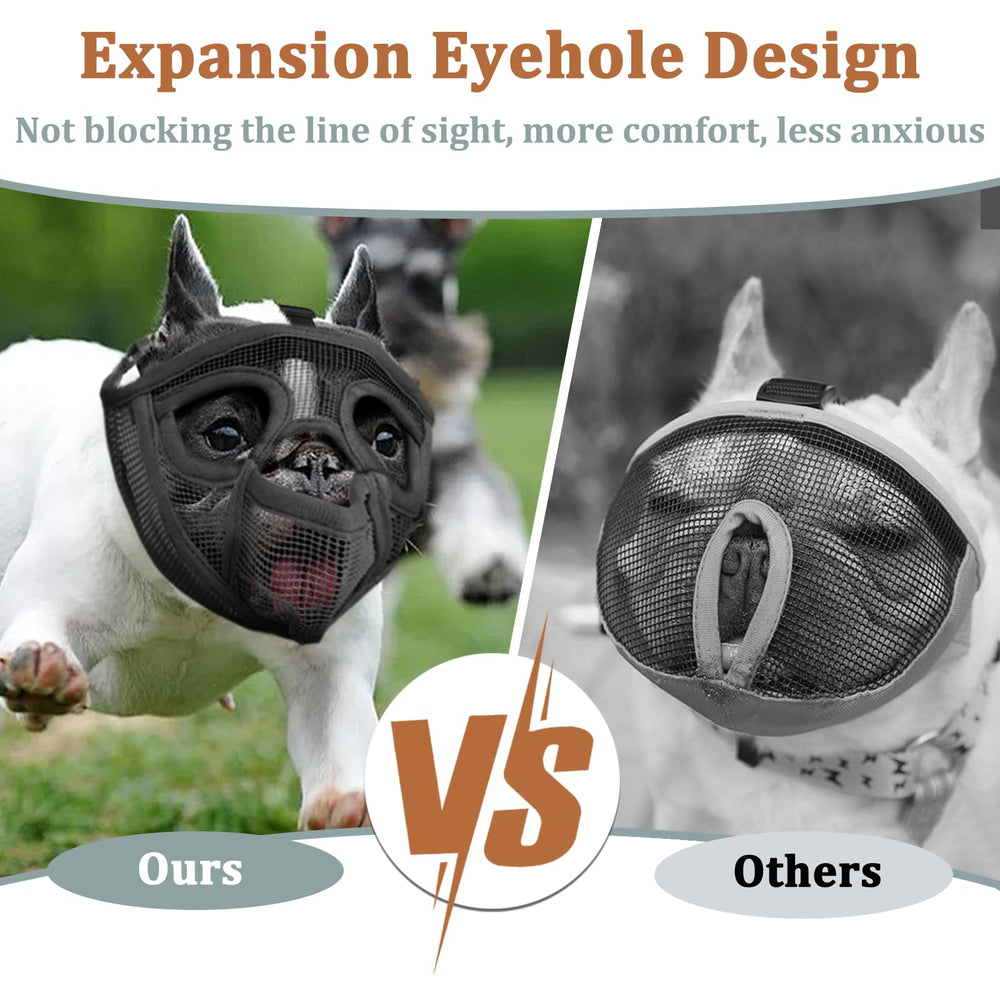 Mayerzon humane muzzle allows drinking and treats during grooming or vet visits.
