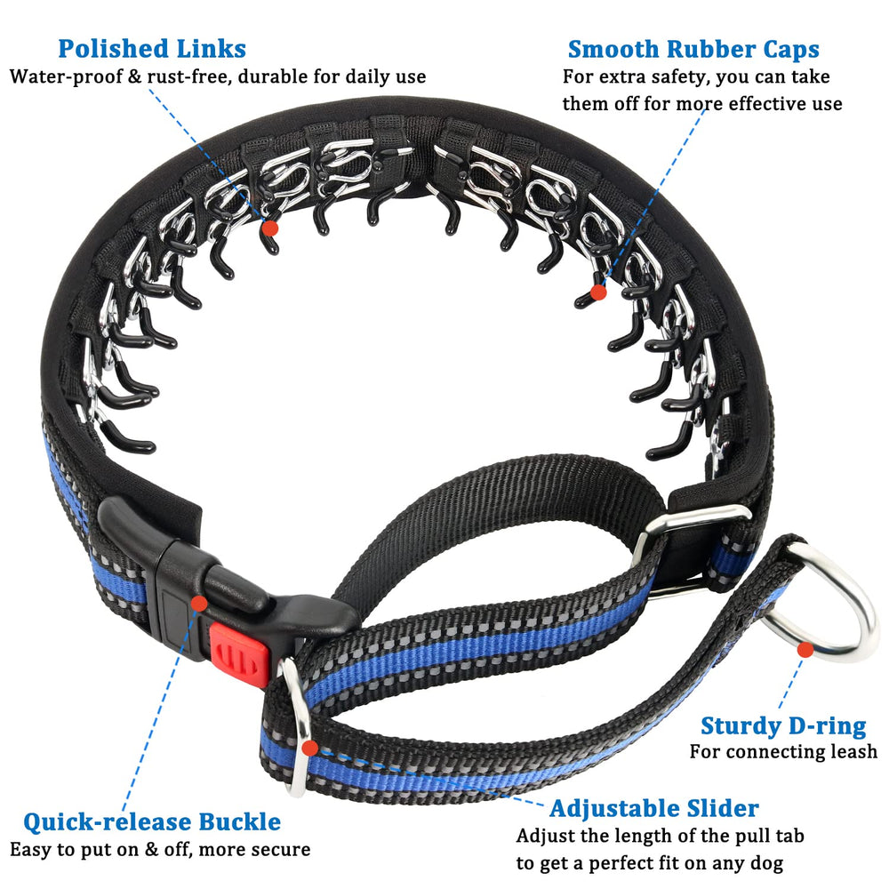 Mayerzon collar blue with reflective strip increases nighttime visibility during walks