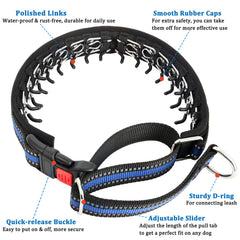 Mayerzon collar blue with reflective strip increases nighttime visibility during walks