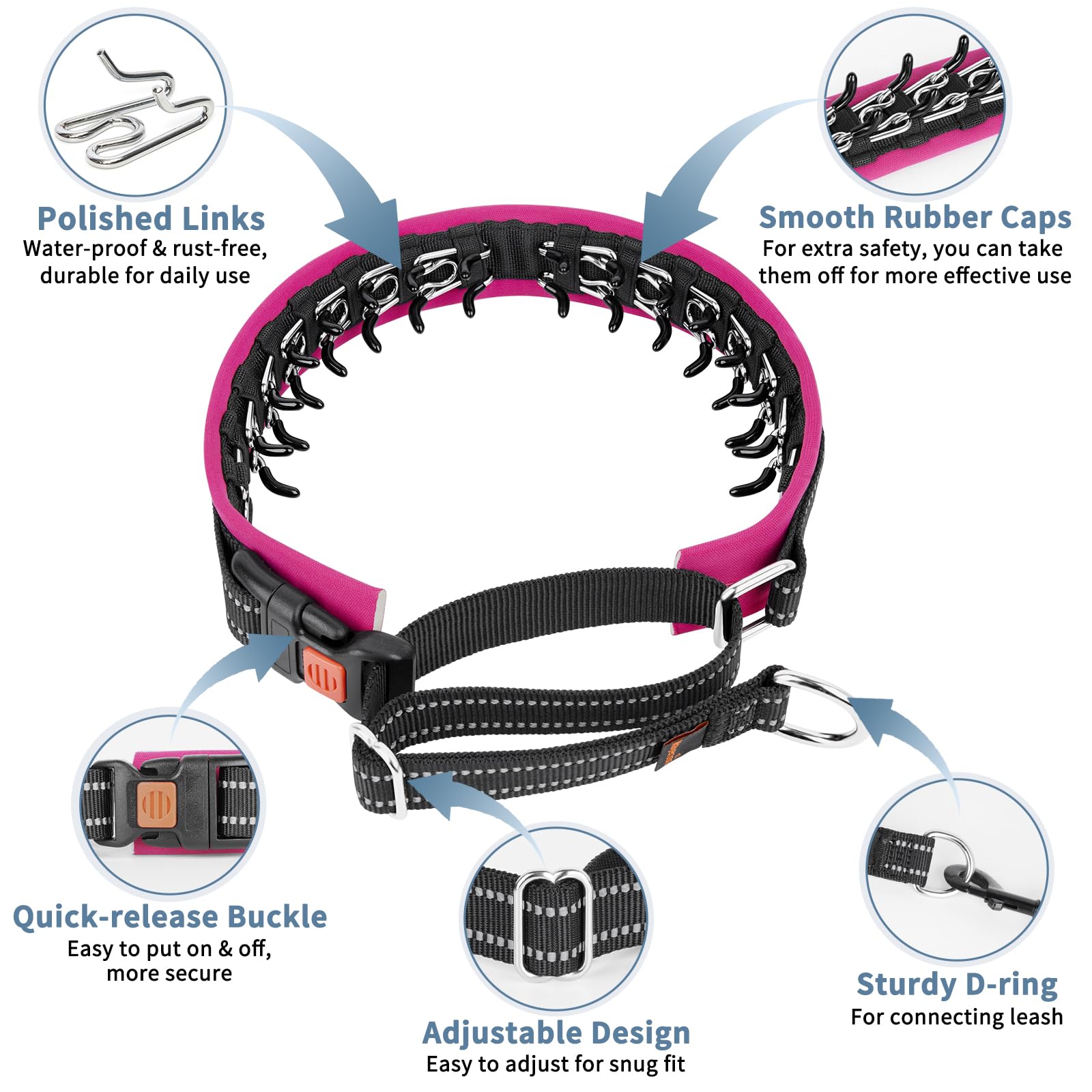 Mayerzon collar featuring an adjustable slider for quick, secure fit on busy days