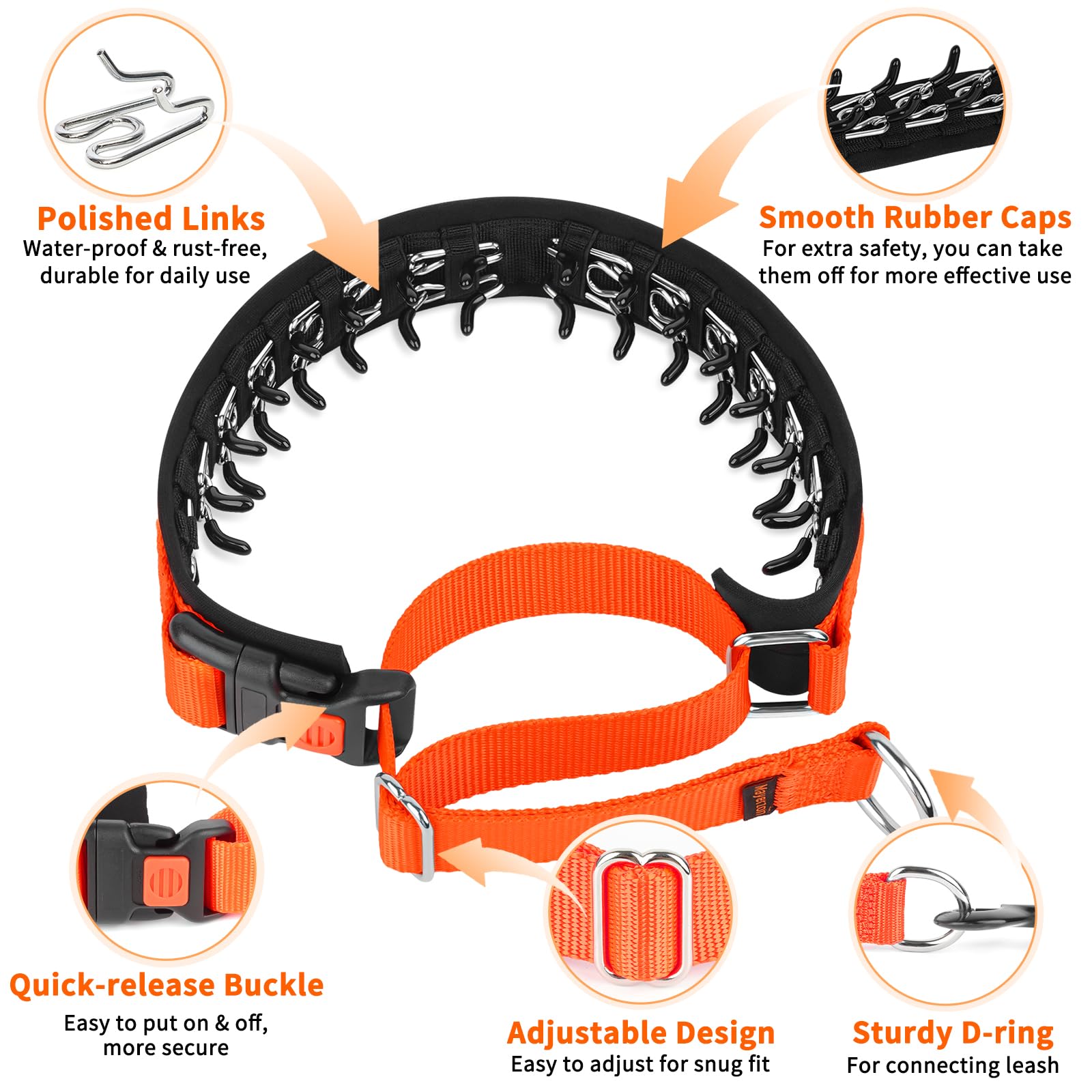 Mayerzon Martingale No Pull Collar reflective stitching increases visibility during evening walks.