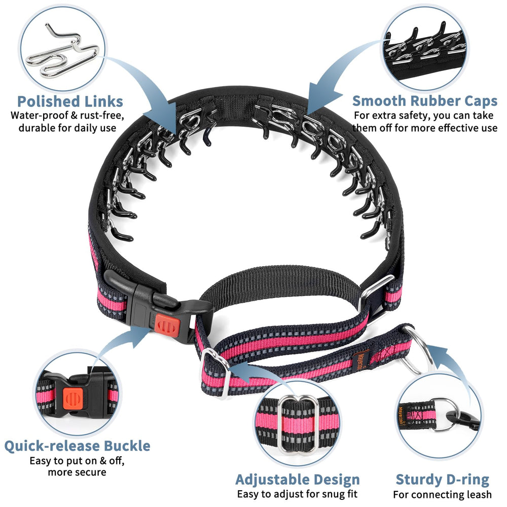 Mayerzon pink martingale collar adjustable slider for quick fitting.
