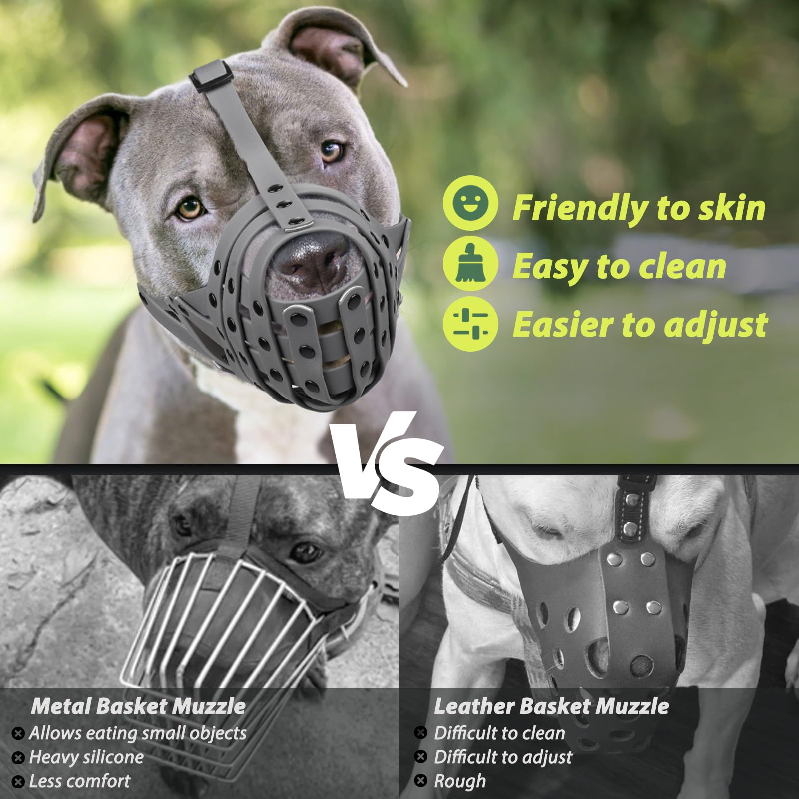 Mayerzon Pitbull Muzzle breathable design allows panting and drinking