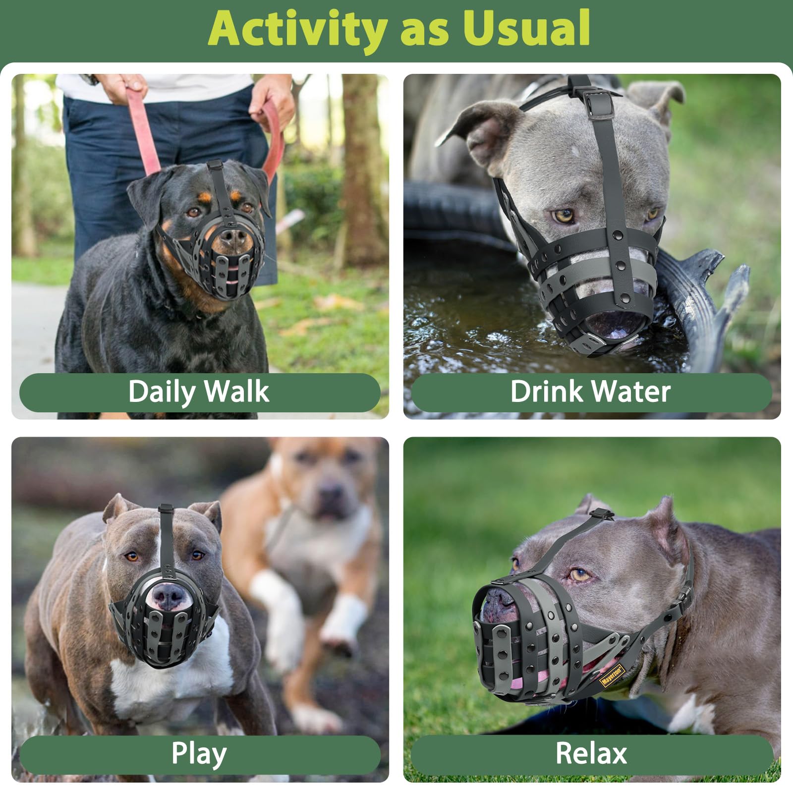 Mayerzon Pitbull Muzzle discreet gray design blends into surroundings