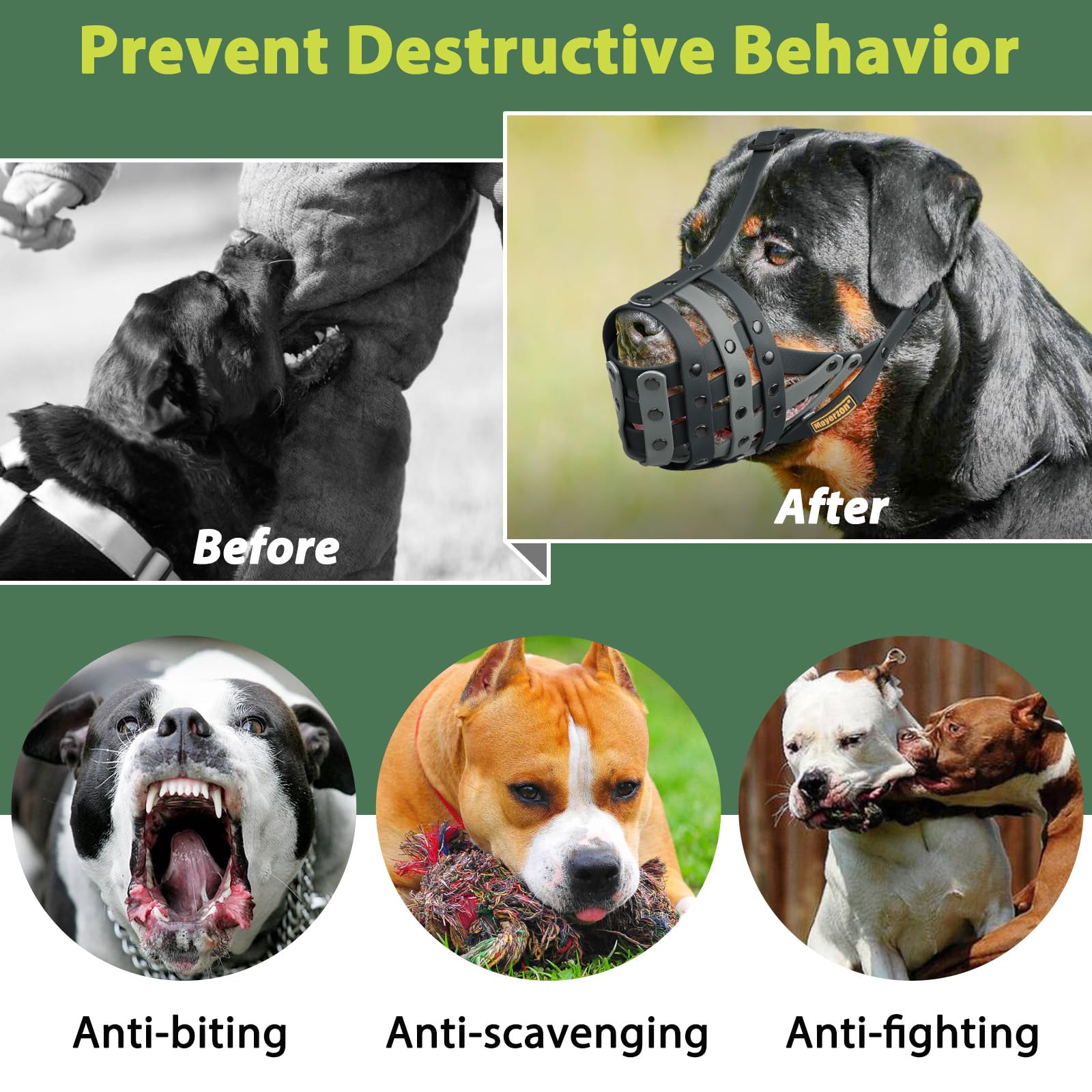 Mayerzon Pitbull Muzzle allows panting and drinking during walks