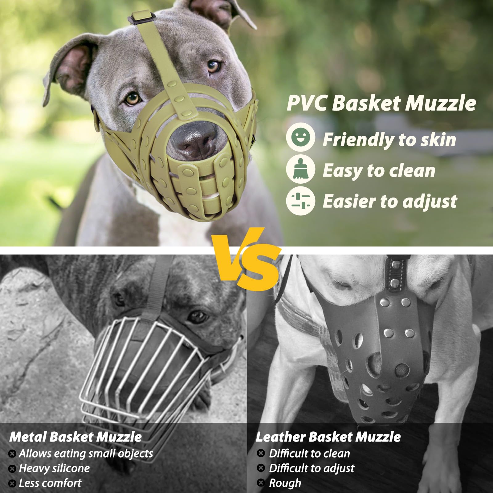 Prevents biting and scavenging with Mayerzon Pitbull Muzzle