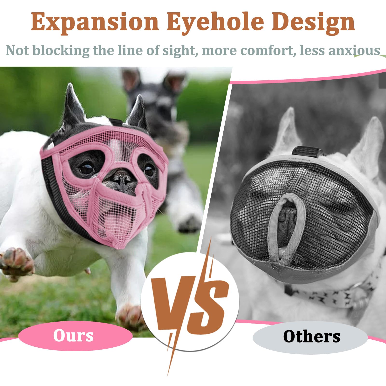 Mayerzon Short Snout Muzzle breathable mesh, helps stay cool.