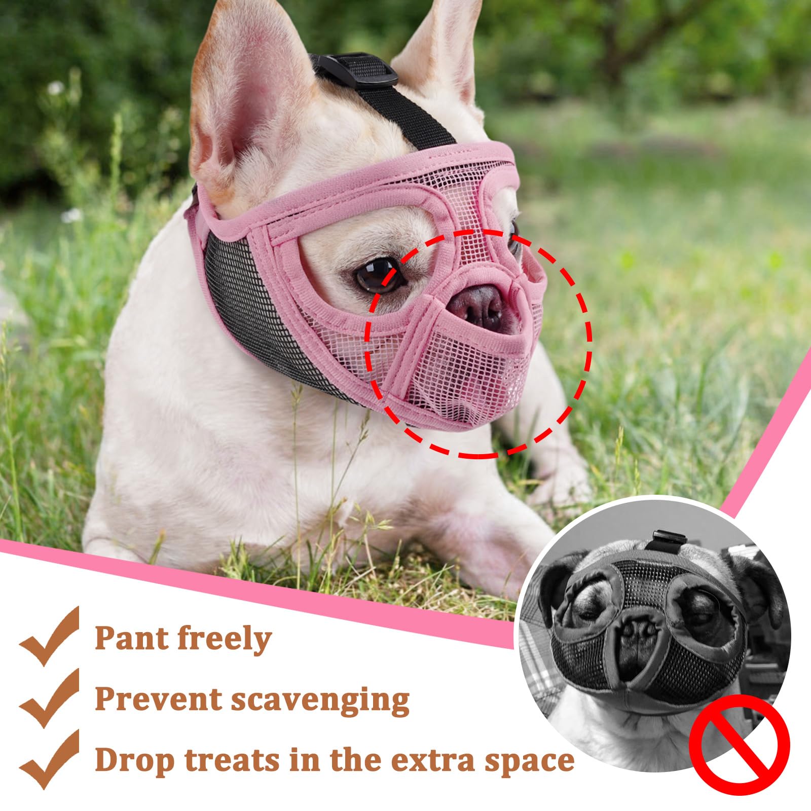 Mayerzon Short Snout Muzzle eyehole design, clear vision for pets.