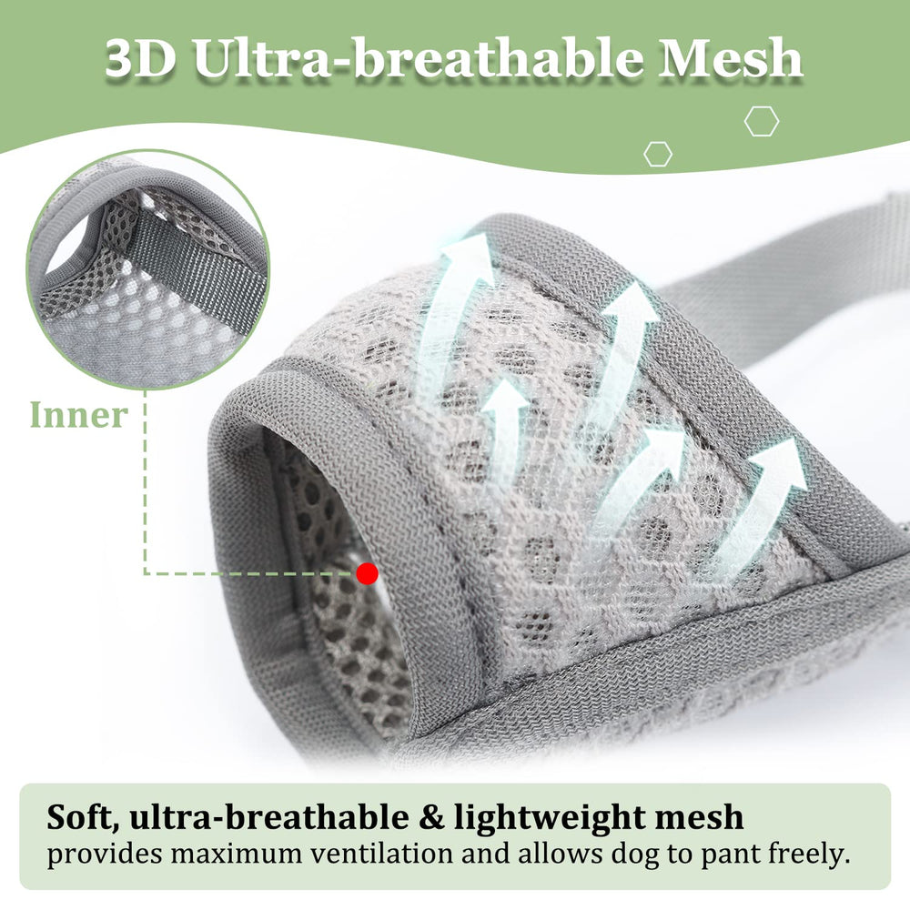 Mayerzon soft padded nose band muzzle reduces irritation while your dog relaxes.