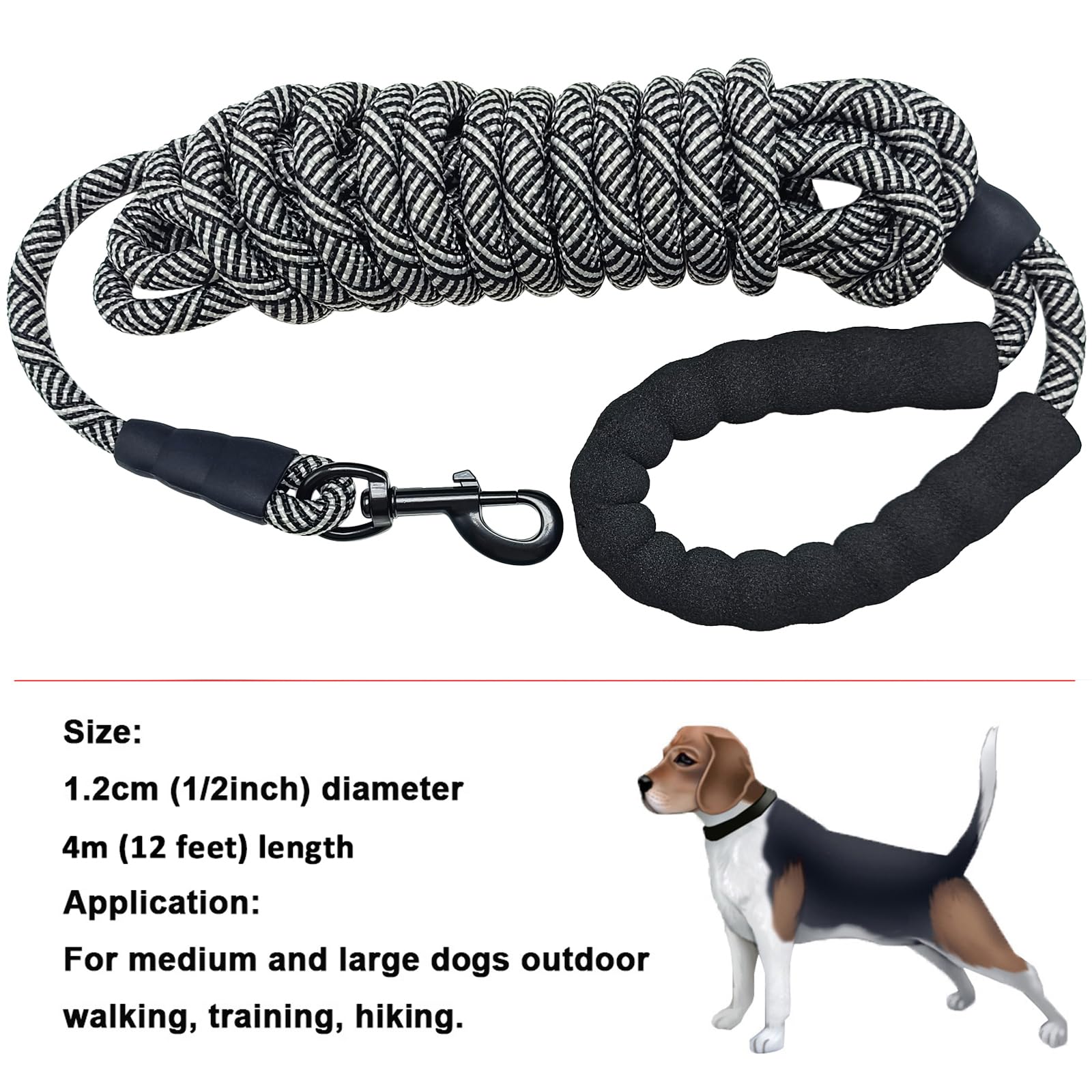 MayPaw padded non-slip grip leash for better control during strong pulls.