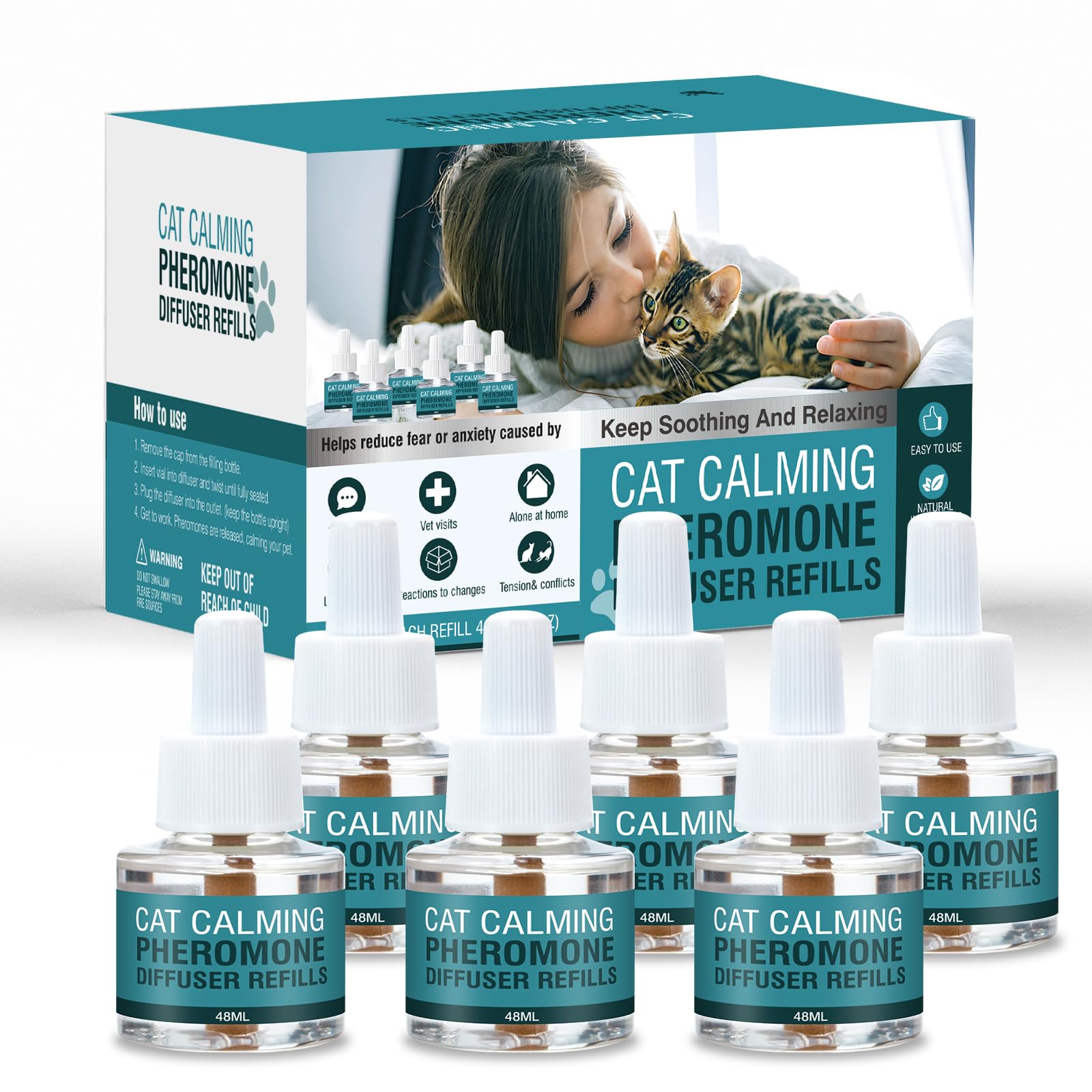 MAZHAOX cat calming diffuser refill six-pack 48ml in living room promotes calm and comfort