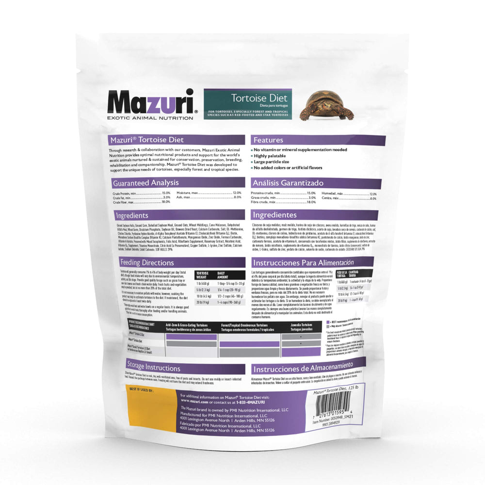 Forest tortoises enjoy Mazuri Tortoise Diet pellets for balanced nutrition.