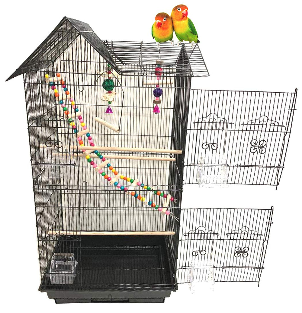Mcage 38-inch double-roof top cage, spacious indoor/outdoor enclosure for birds.
