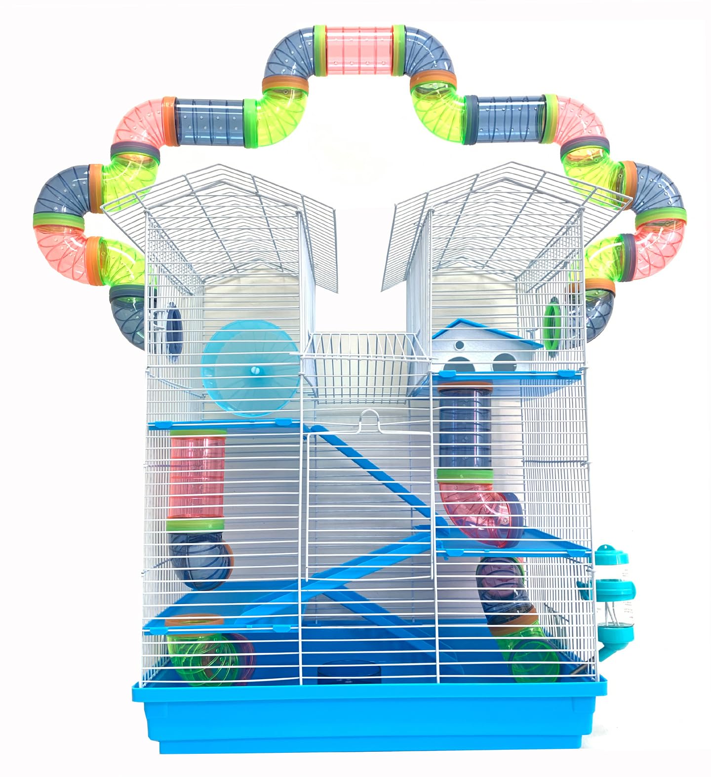 Mcage 5-Floors Twin Tower hamster cage showing expansive design for active pets
