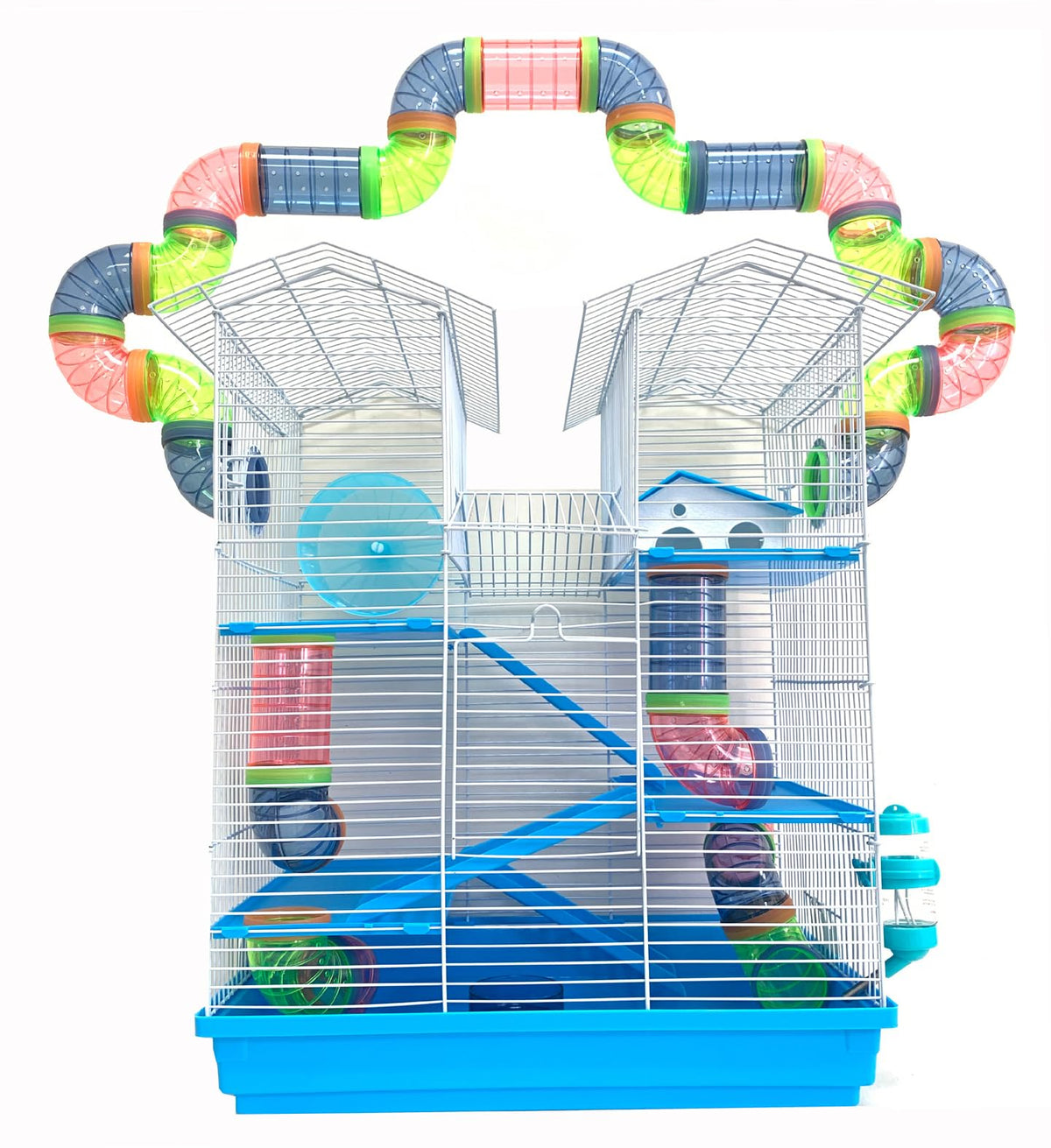 Mcage 5-Floors Twin Tower hamster cage showing expansive design for active pets