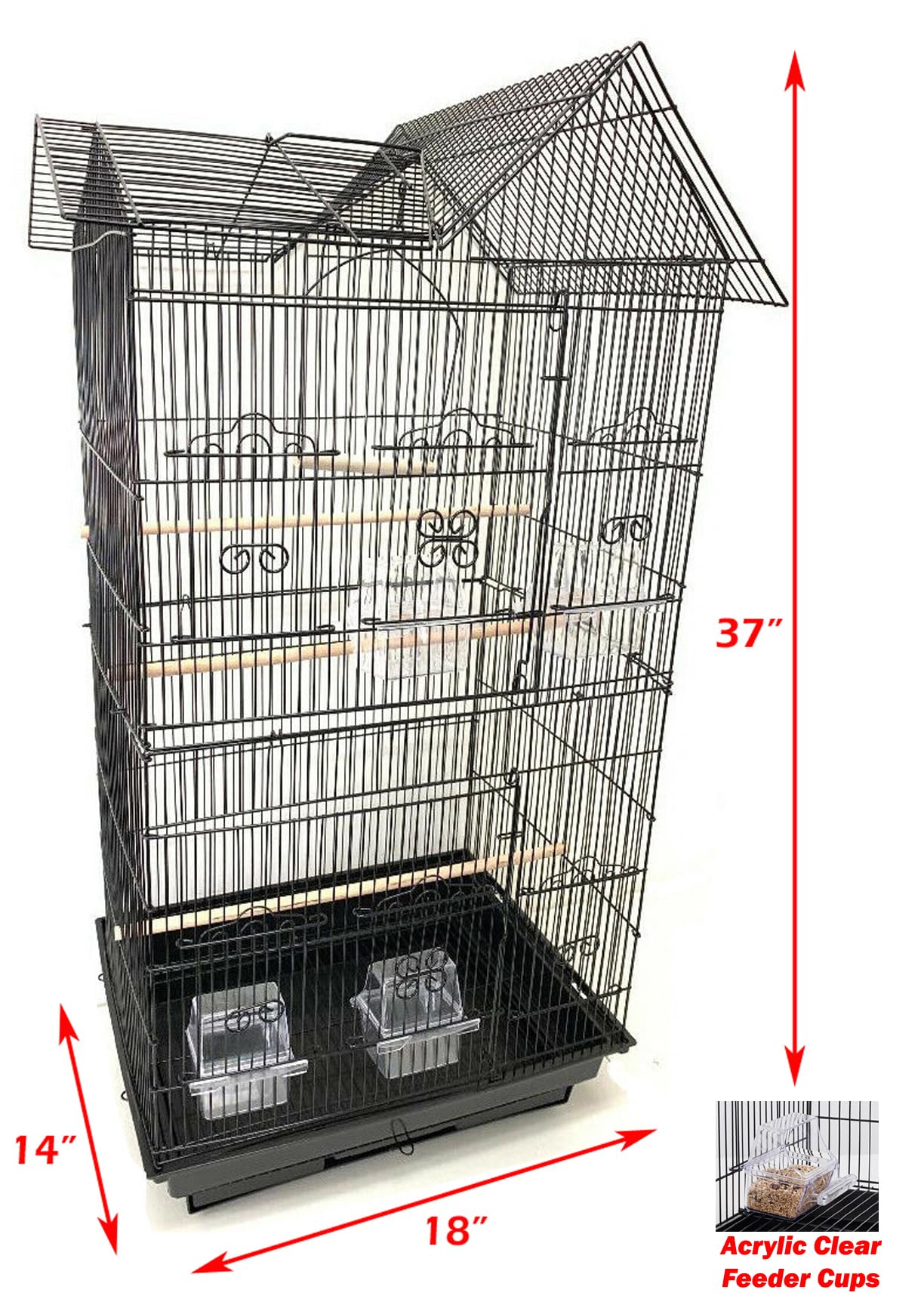 Mcage bird cage with included toys and climbing ladder for enrichment.