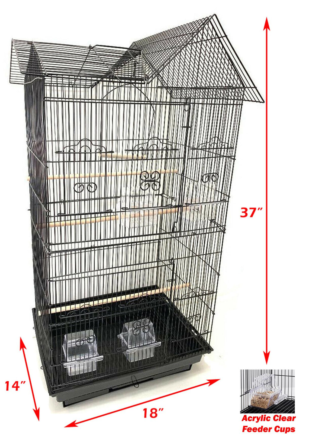 Mcage bird cage with included toys and climbing ladder for enrichment.