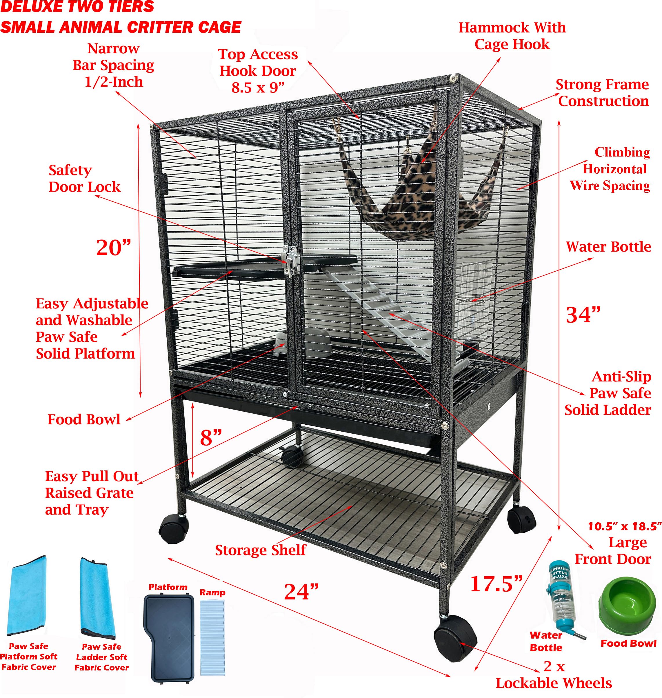Front access door with safety lock on Mcage cage