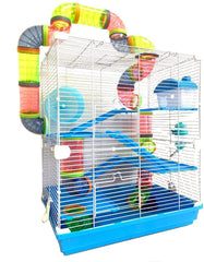 Mcage large hamster mansion front view showing multi-level structure and blue base