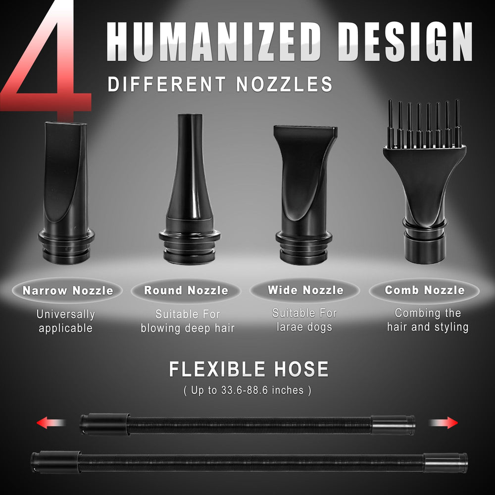 MCCKLE dog hair dryer thick hose ensures flexible reach during grooming.