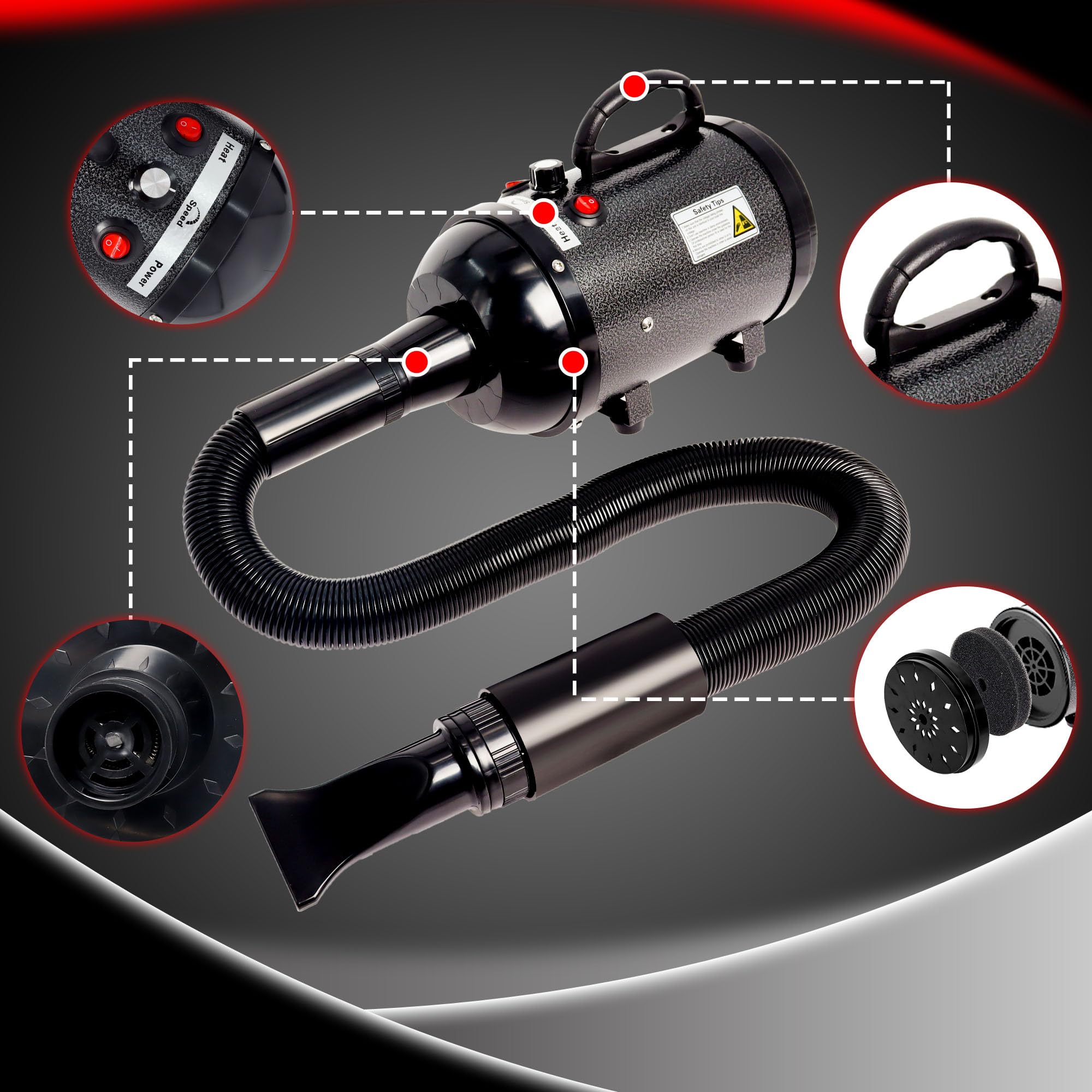 MCCKLE dog hair dryer is a reliable tool for home grooming.