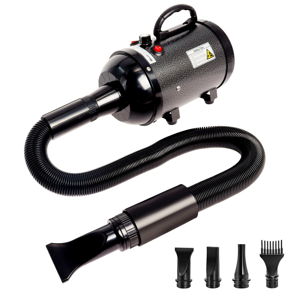 MCCKLE dog hair dryer delivers powerful blow to dry heavy coats quickly.