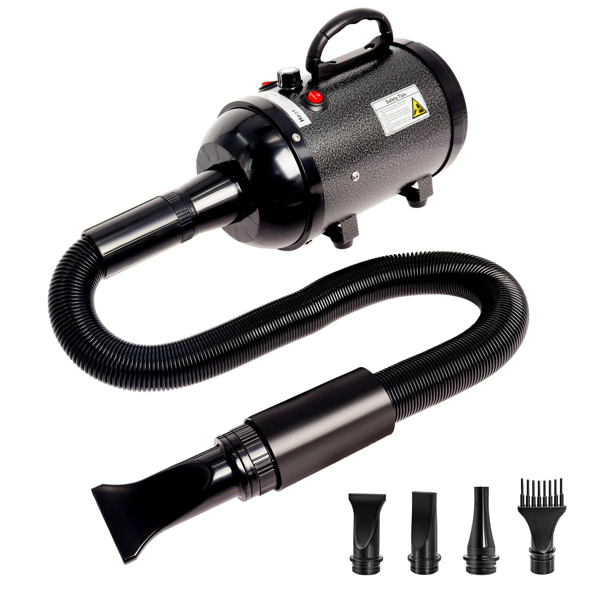 MCCKLE dog hair dryer delivers powerful blow to dry heavy coats quickly.