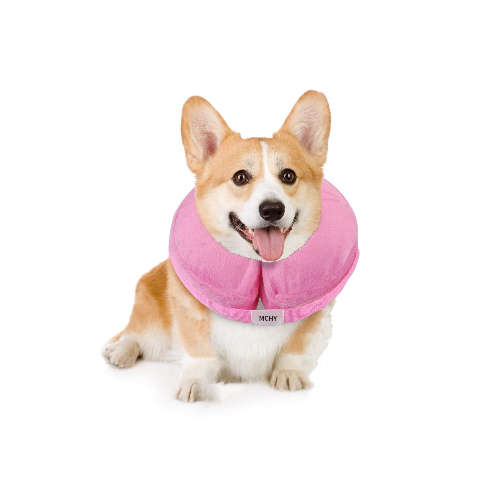 MCHY inflatable dog cone pink back view prevents licking wounds