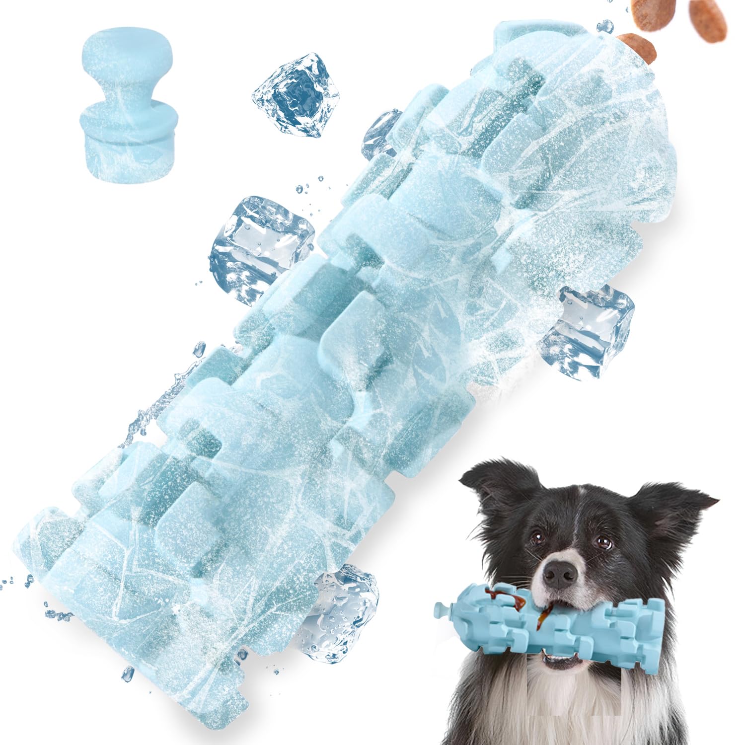 M.C.works freezable dog toy core cooling chamber demonstration, ideal for long outdoor sessions.