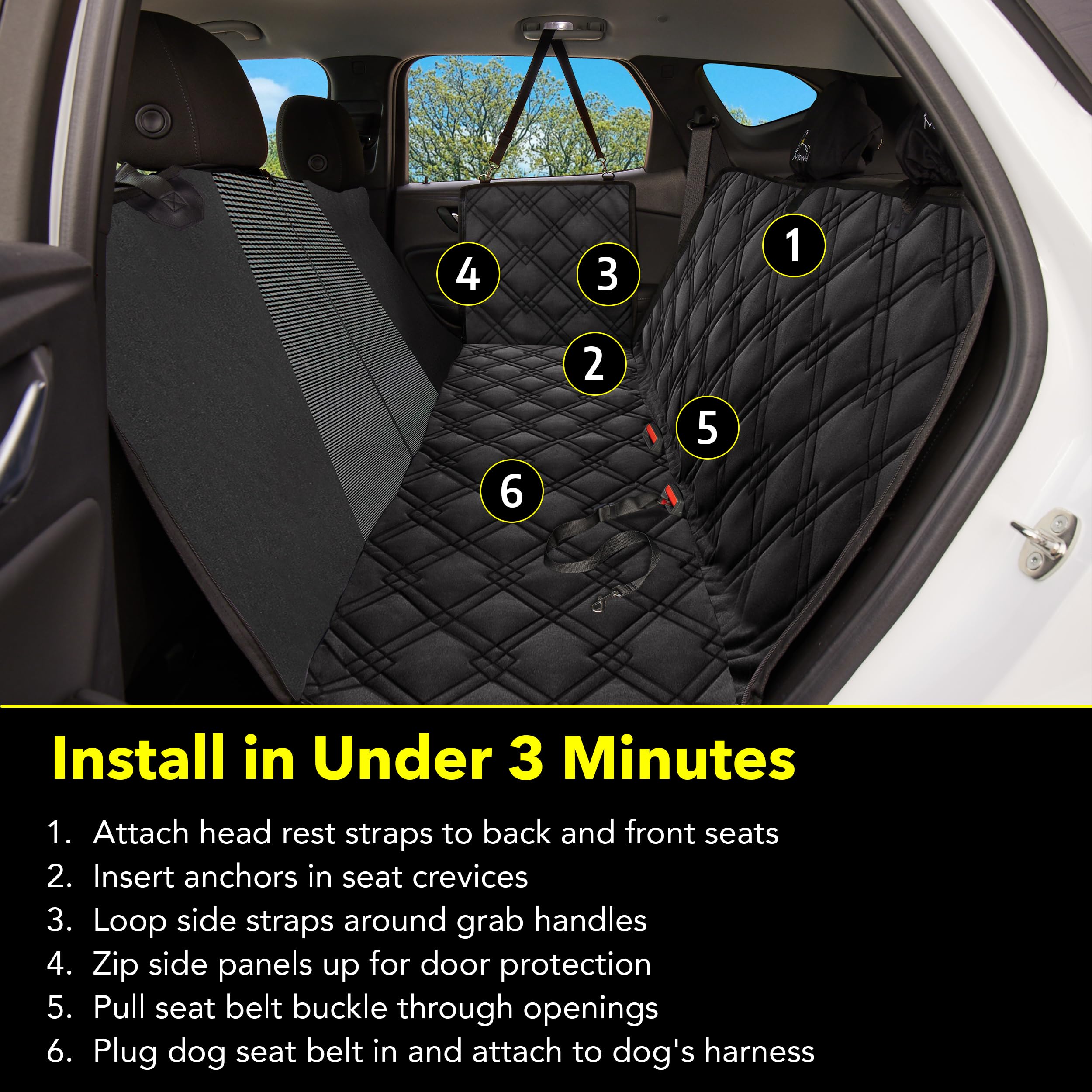Meadowlark headrest covers included protect upholstery during journeys.