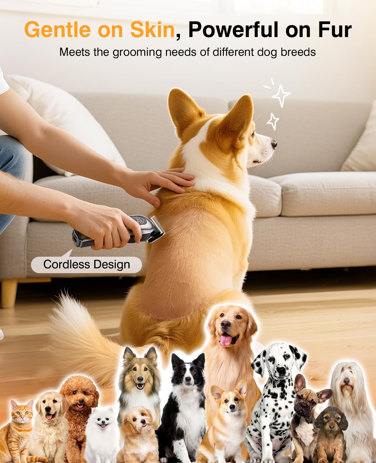 Mearens complete grooming kit includes scissors and comb for finished results.