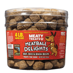 Meaty Treats Meatball Delights beef-rice-bison 4 lb tub for daily rewards