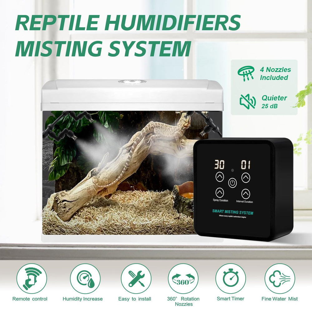 MECESOR 360° rotating nozzles provide flexible coverage in reptile habitats.
