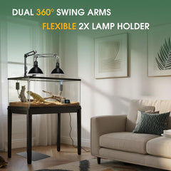 MECESOR Dual Reptile Lamp Stand 360-degree arms for flexible light placement