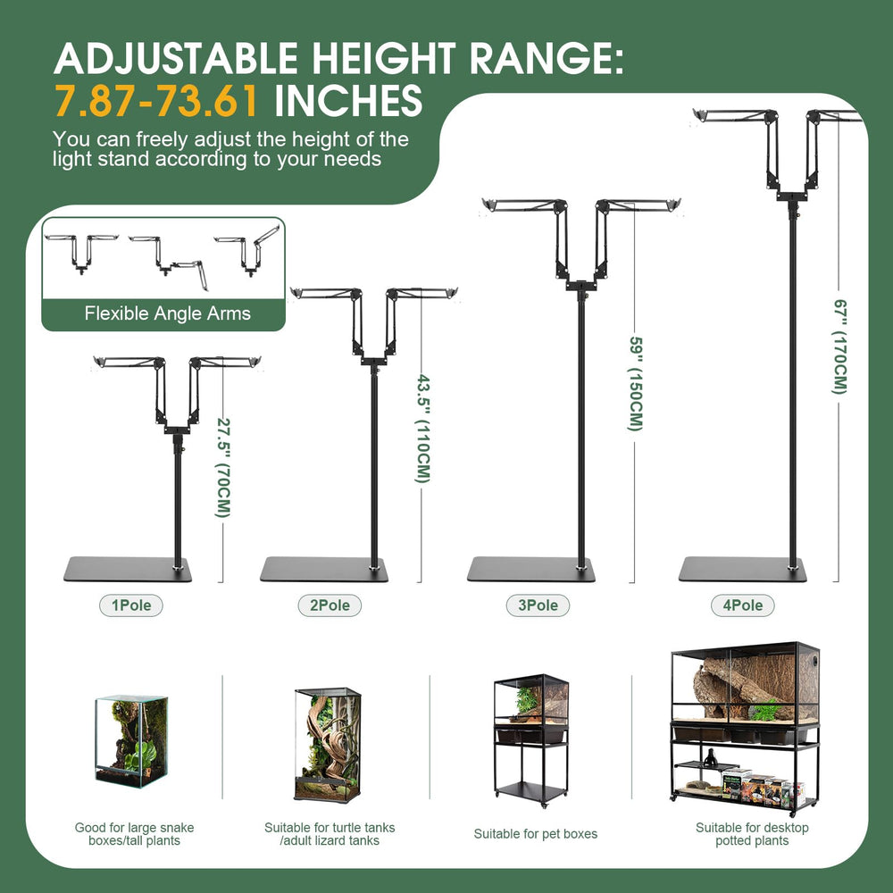 MECESOR Dual Reptile Lamp Stand fireproof steel frame for long-lasting use