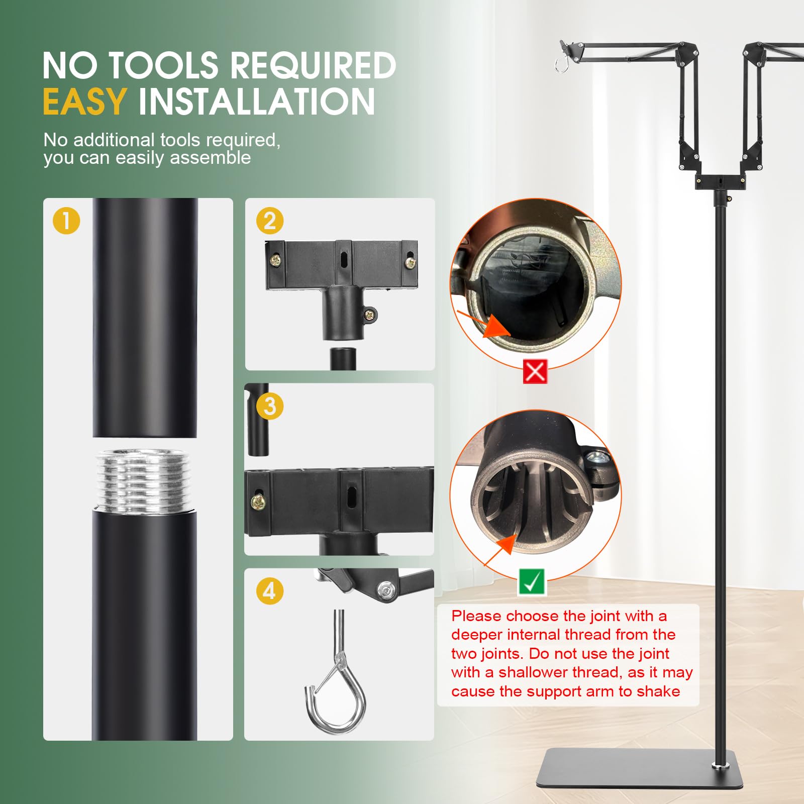 MECESOR Dual Reptile Lamp Stand tool-free assembly for quick setup