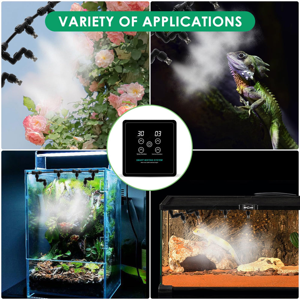 MECESOR plant watering and misting in greenhouse or garden environments.