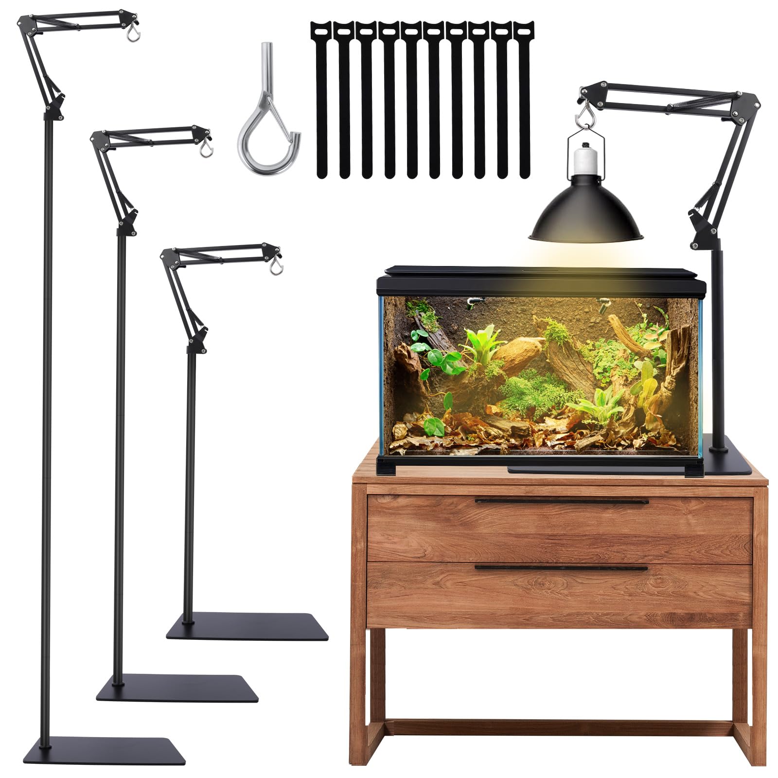 MECESOR Reptile Lamp Stand base stability for larger fixtures.
