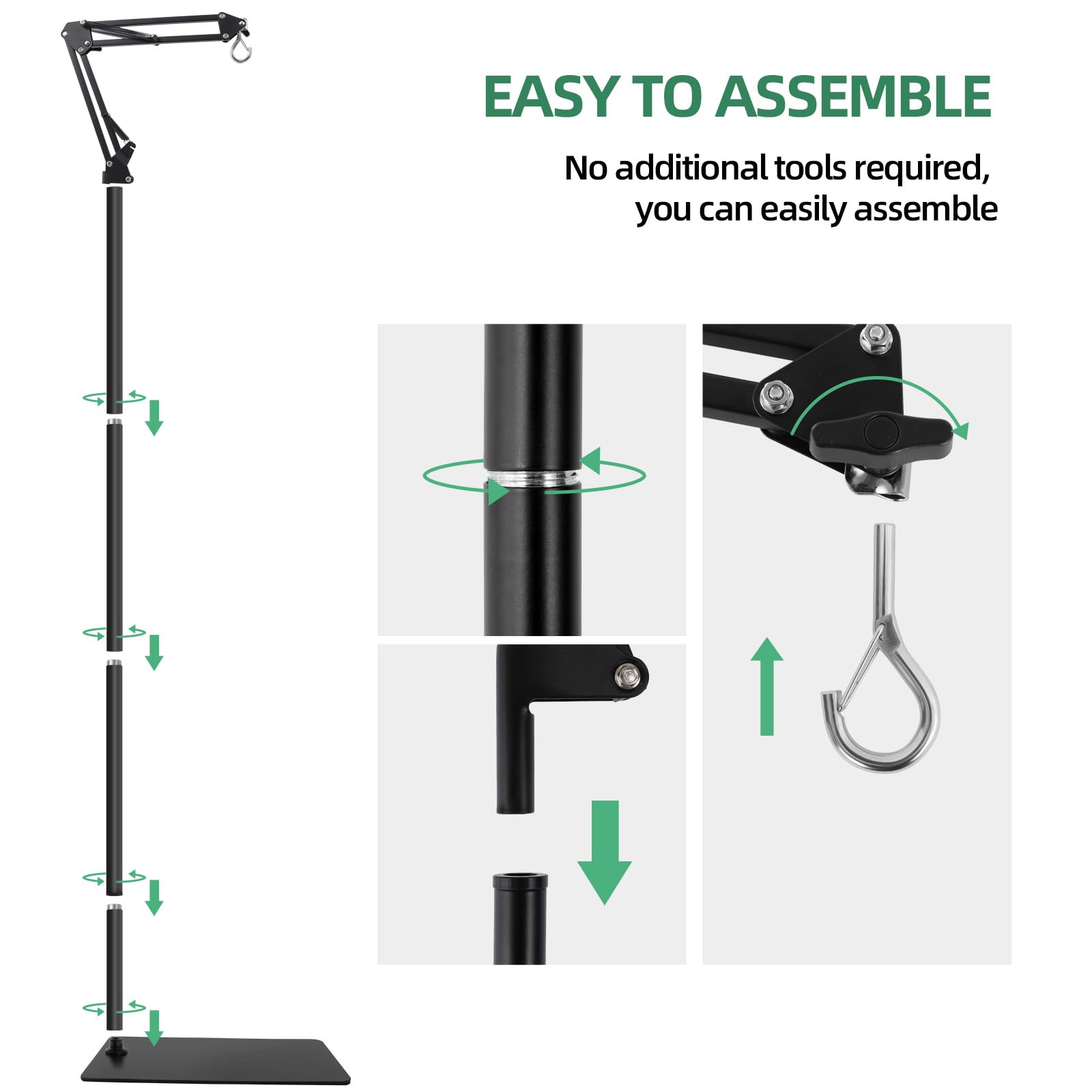 MECESOR Reptile Lamp Stand supports floor or table setups.