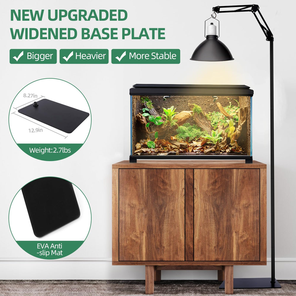 MECESOR Reptile Lamp Stand height adjustment fits various enclosures.