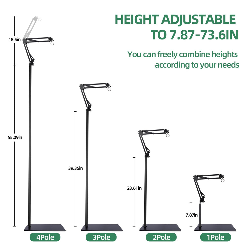 MECESOR Reptile Lamp Stand 360° swing arm enables precise light angles.