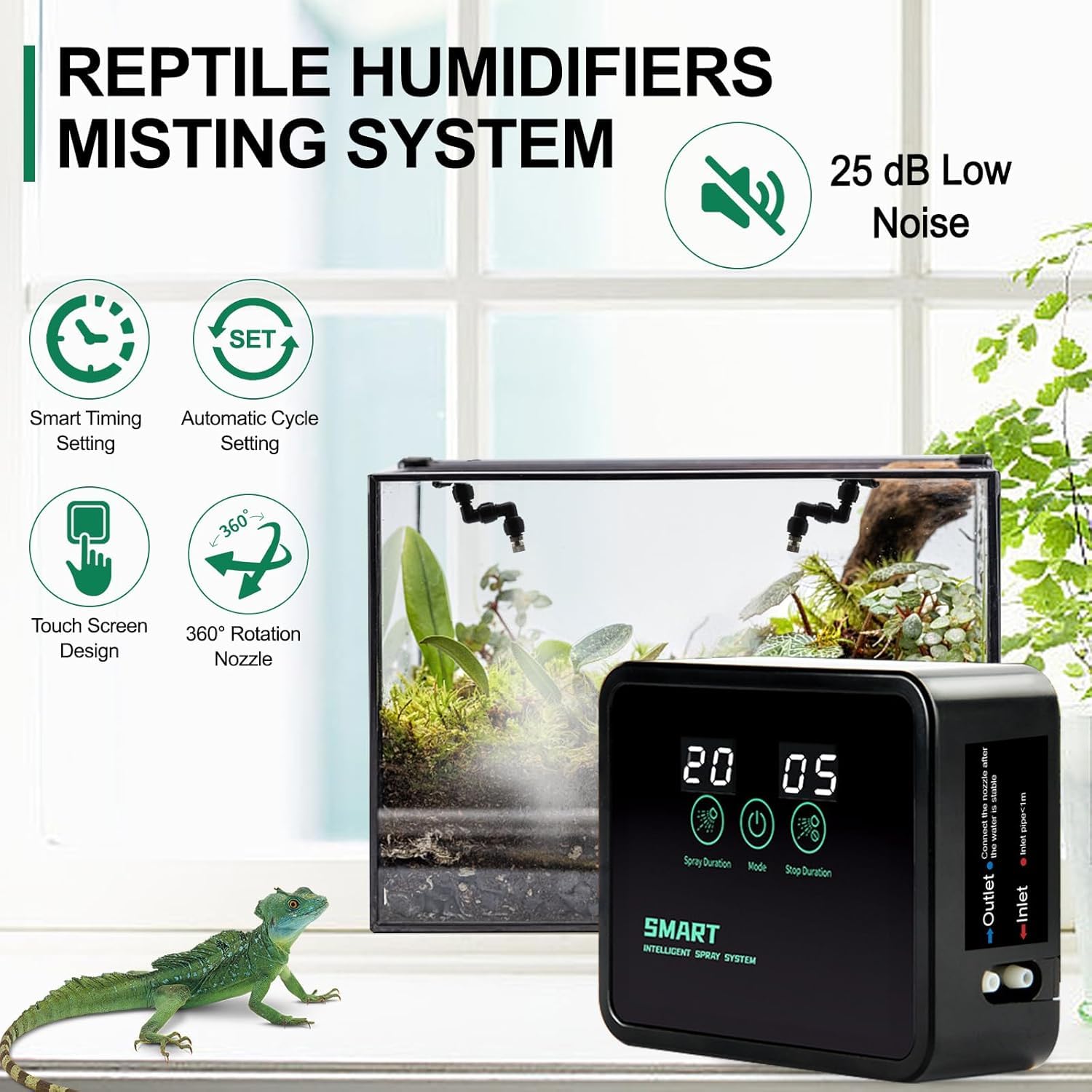 MECESOR reptile misting system demonstrates easy DIY installation for customized habitats.