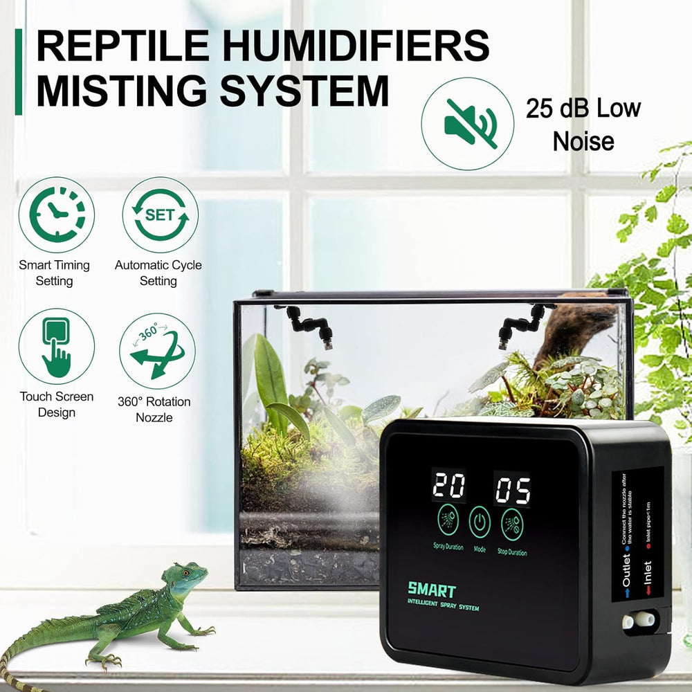 MECESOR reptile misting system demonstrates easy DIY installation for customized habitats.