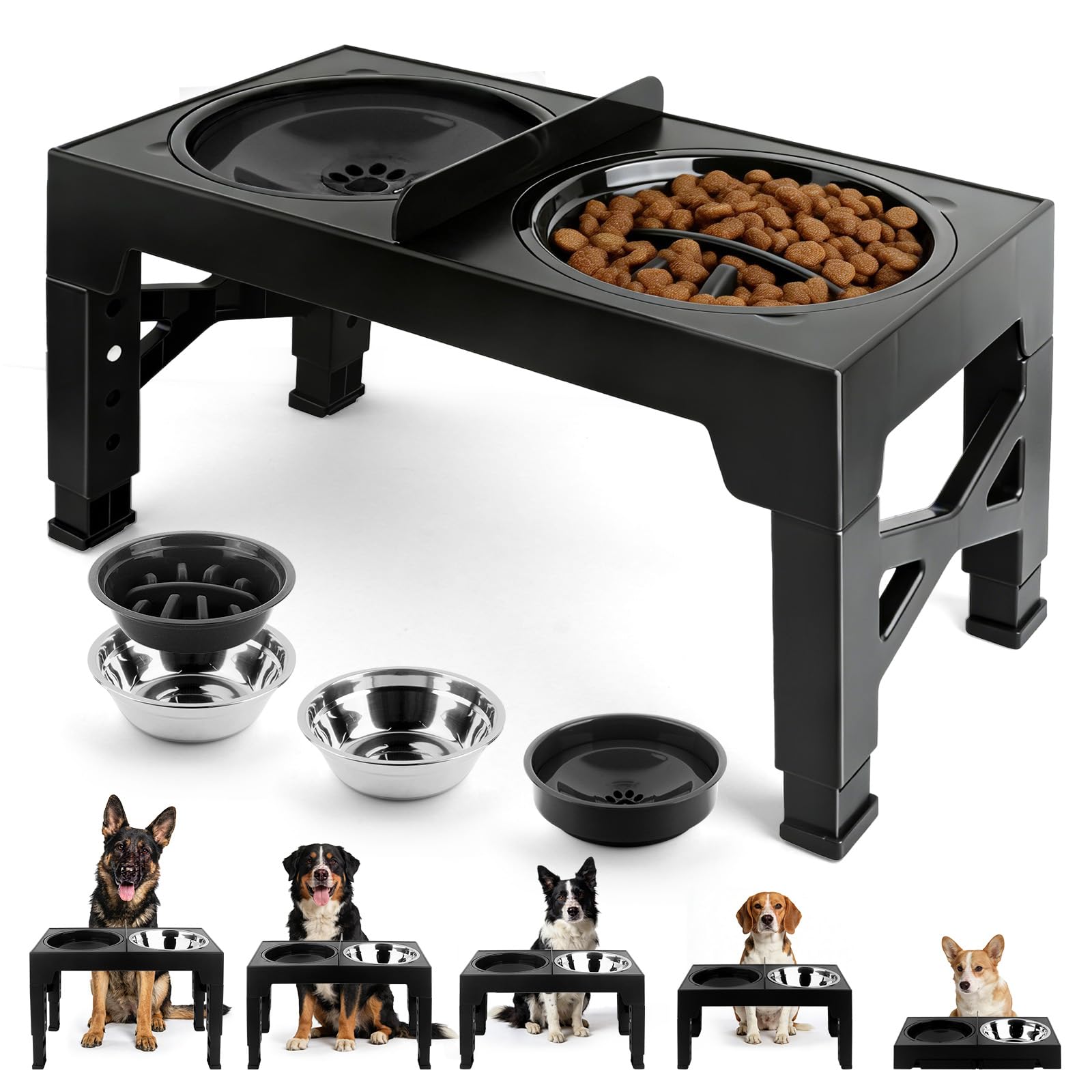 Mecheer 4-in-1 elevated stand with slow feeder keeps meals calm and mess-free