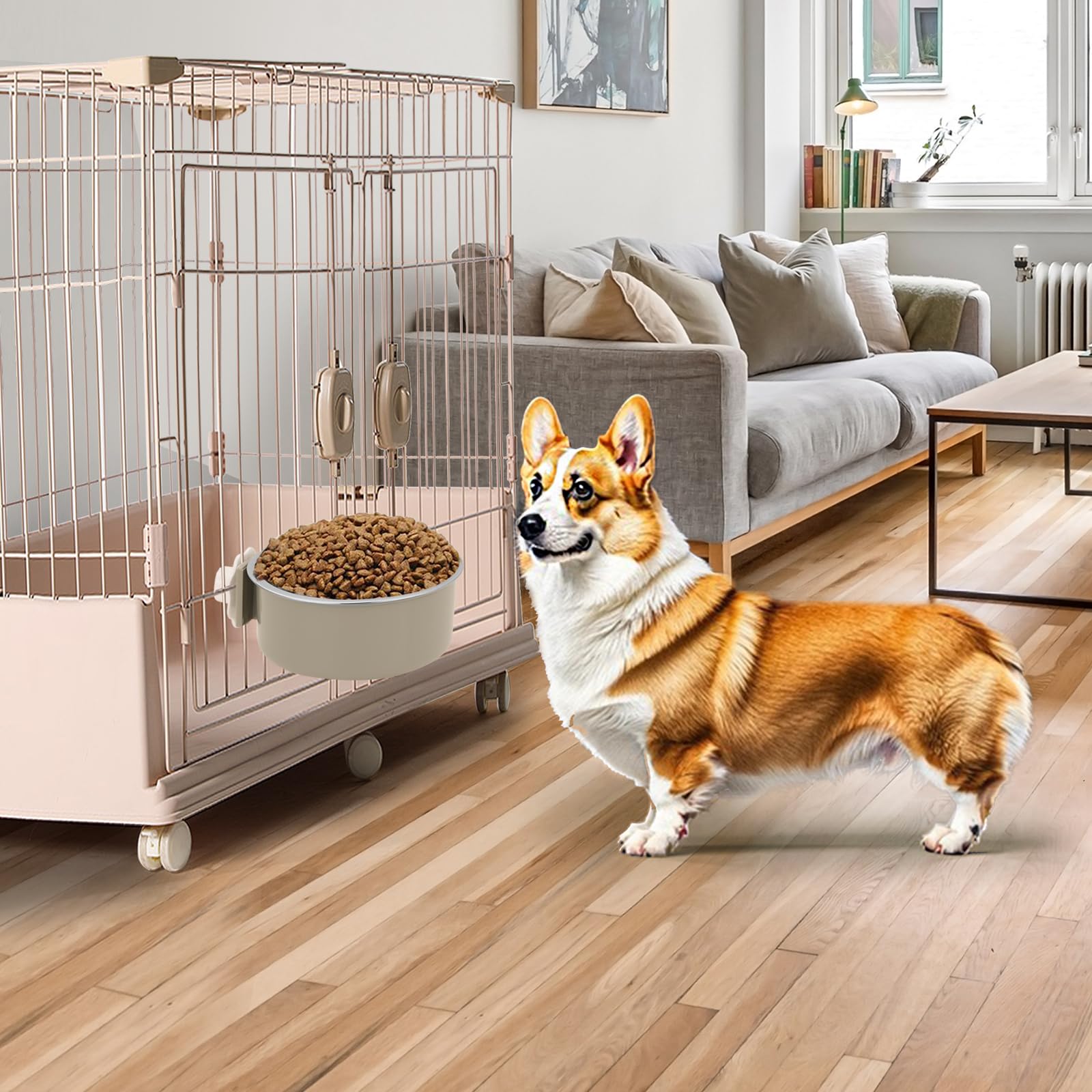 Mechpia hanging cage bowl demonstrates 2-in-1 design for convenient feeding