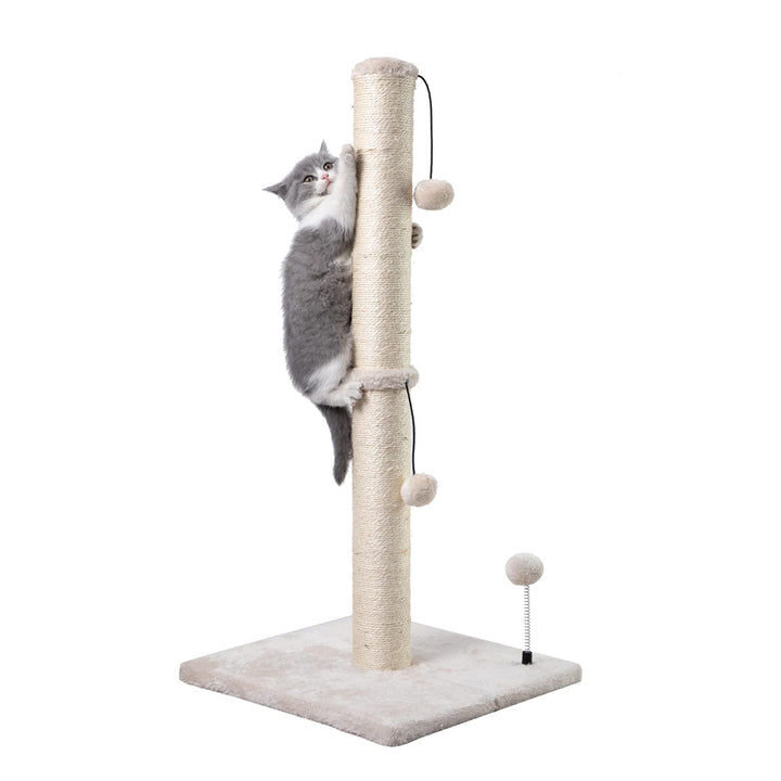 MECOOL 34-inch tall cat scratching post with sisal rope for durable indoor scratching.