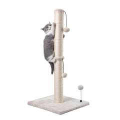 MECOOL 34-inch tall cat scratching post with sisal rope for durable indoor scratching.