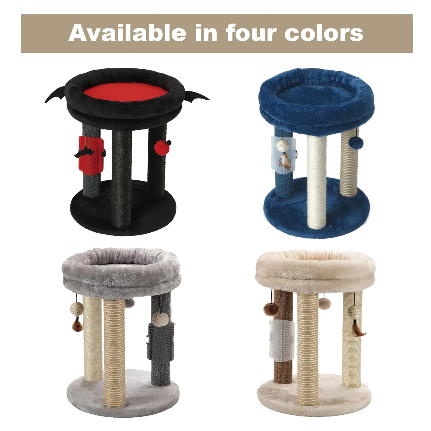 MECOOL cat tree massage brush enables self grooming and fur care.