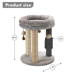 Massage brush on MECOOL cat tree aids grooming and fur collection after play.